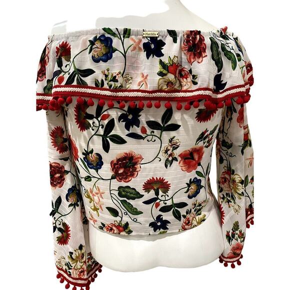 Matilda White Blouse w/ Floral Print. Size L (EUC) - Picture 2 of 7